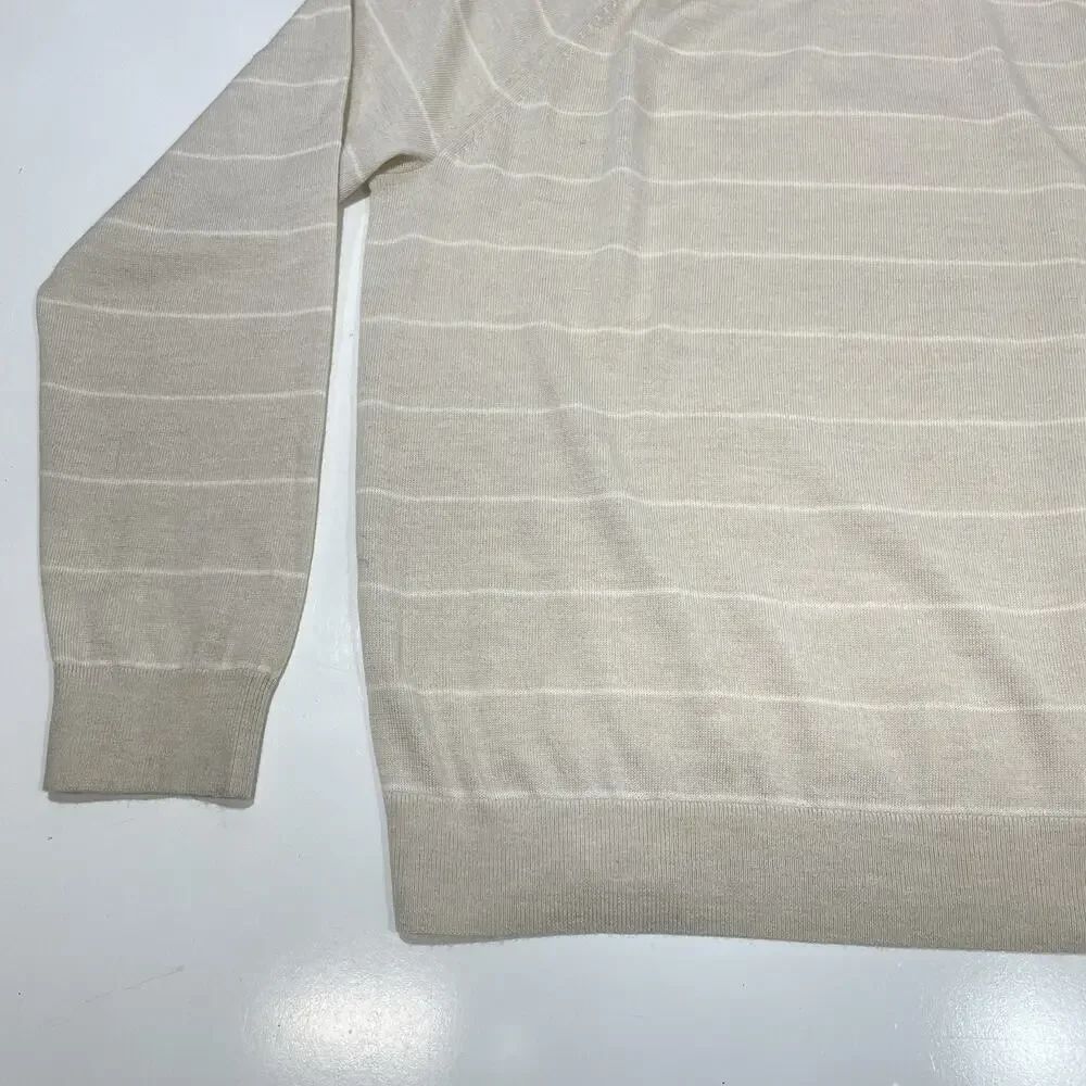 Banana Republic Sweater Mens XXL Beige Crew Neck 100% Merino Wool Sweatshirt